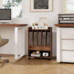 Rolling Turntable Stand with Drawer and Vinyl Record Storage