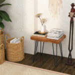 Reclaimed Teak Wood End Table with Rustic Live Edge Design 9 Reclaimed Teak Wood End Table with Rustic Live Edge Design