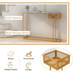 White Faux Marble Console Table with Gold Frame and Storage