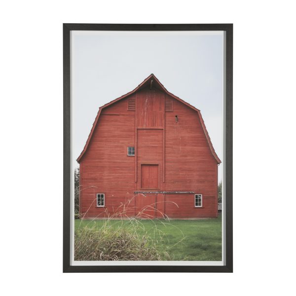 Red Barn I by Mercana Studio a Hand Embelished Textured Framed Art Print Matted under Glass