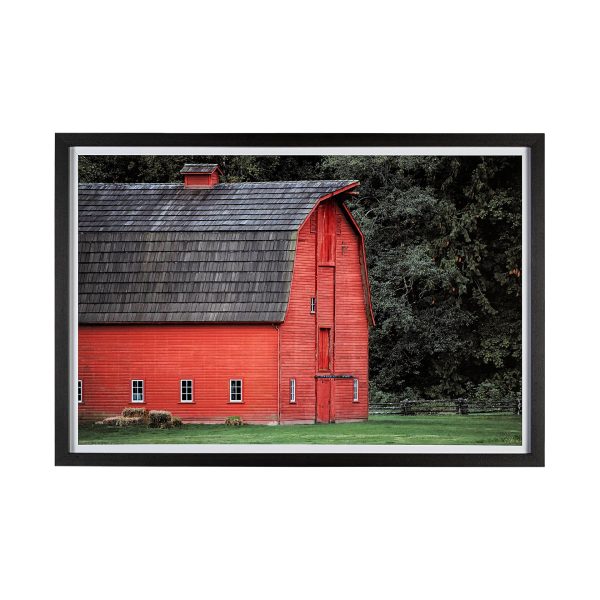Red Barn II by Katelyn Mostert a Hand Embelished Textured Framed Art Print Matted under Glass