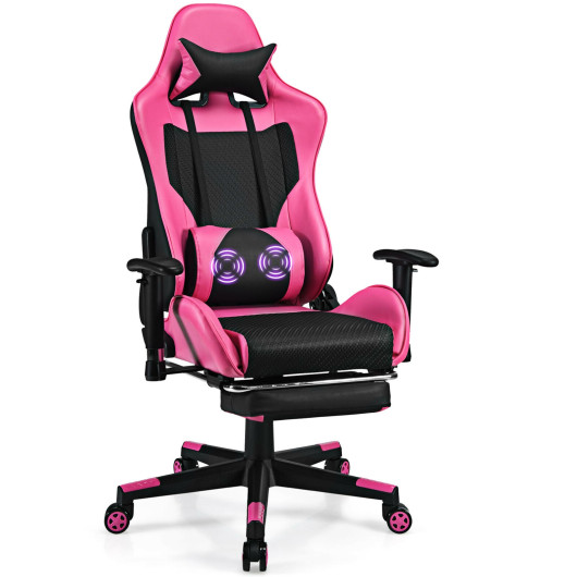 Red PU Leather Gaming Chair with USB Massage, Headrest, and Footrest 15 Red PU Leather Gaming Chair with USB Massage, Headrest, and Footrest - Image 15