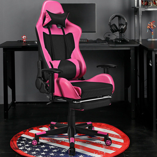 Red PU Leather Gaming Chair with USB Massage, Headrest, and Footrest 20 Red PU Leather Gaming Chair with USB Massage, Headrest, and Footrest - Image 20