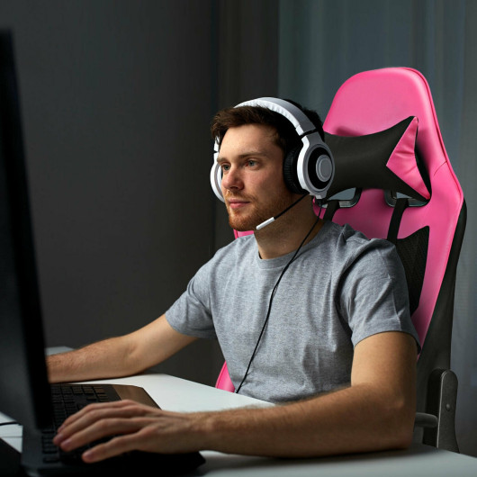 Red PU Leather Gaming Chair with USB Massage, Headrest, and Footrest 21 Red PU Leather Gaming Chair with USB Massage, Headrest, and Footrest - Image 21