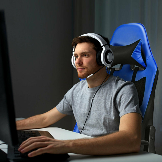 Red PU Leather Gaming Chair with USB Massage, Headrest, and Footrest 23 Red PU Leather Gaming Chair with USB Massage, Headrest, and Footrest - Image 23
