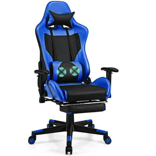 Red PU Leather Gaming Chair with USB Massage, Headrest, and Footrest 24 Red PU Leather Gaming Chair with USB Massage, Headrest, and Footrest - Image 24