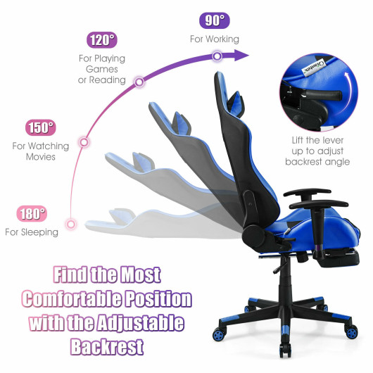Red PU Leather Gaming Chair with USB Massage, Headrest, and Footrest 28 Red PU Leather Gaming Chair with USB Massage, Headrest, and Footrest - Image 28