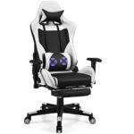 Red PU Leather Gaming Chair with USB Massage, Headrest, and Footrest 45 Red PU Leather Gaming Chair with USB Massage, Headrest, and Footrest
