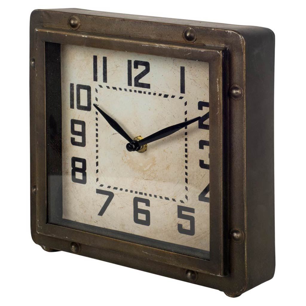 Redding Bronze Toned Metal Square Table Clock 1 Redding Bronze Toned Metal Square Table Clock