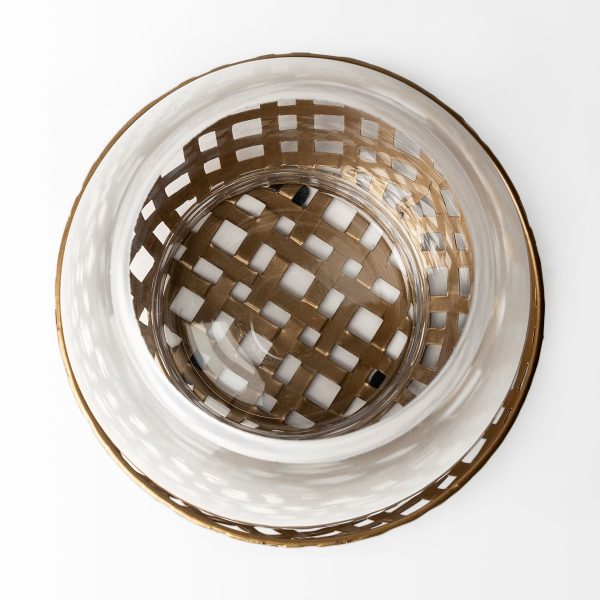 Reena I Small Gold Woven Metal Base Table Candle Holder 4