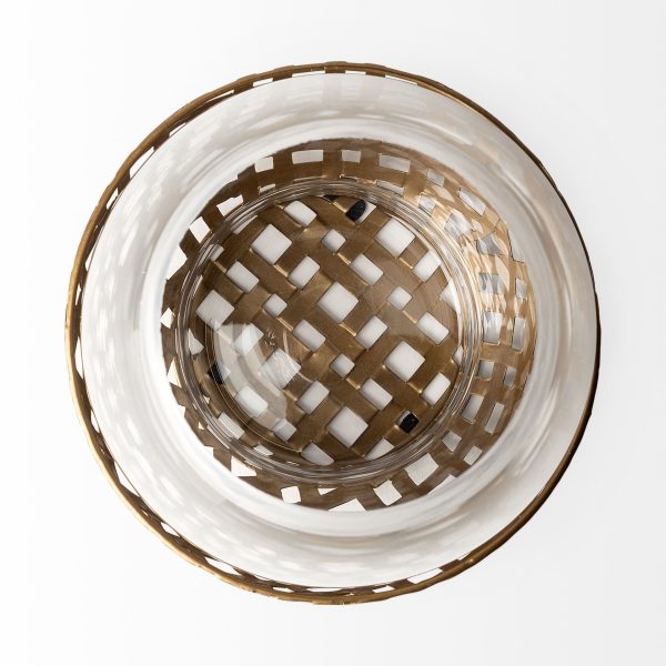 Reena II Large Gold Woven Metal Base Table Candle Holder 4