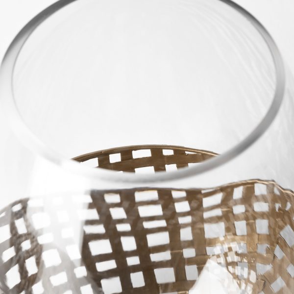 Reena II Large Gold Woven Metal Base Table Candle Holder 5