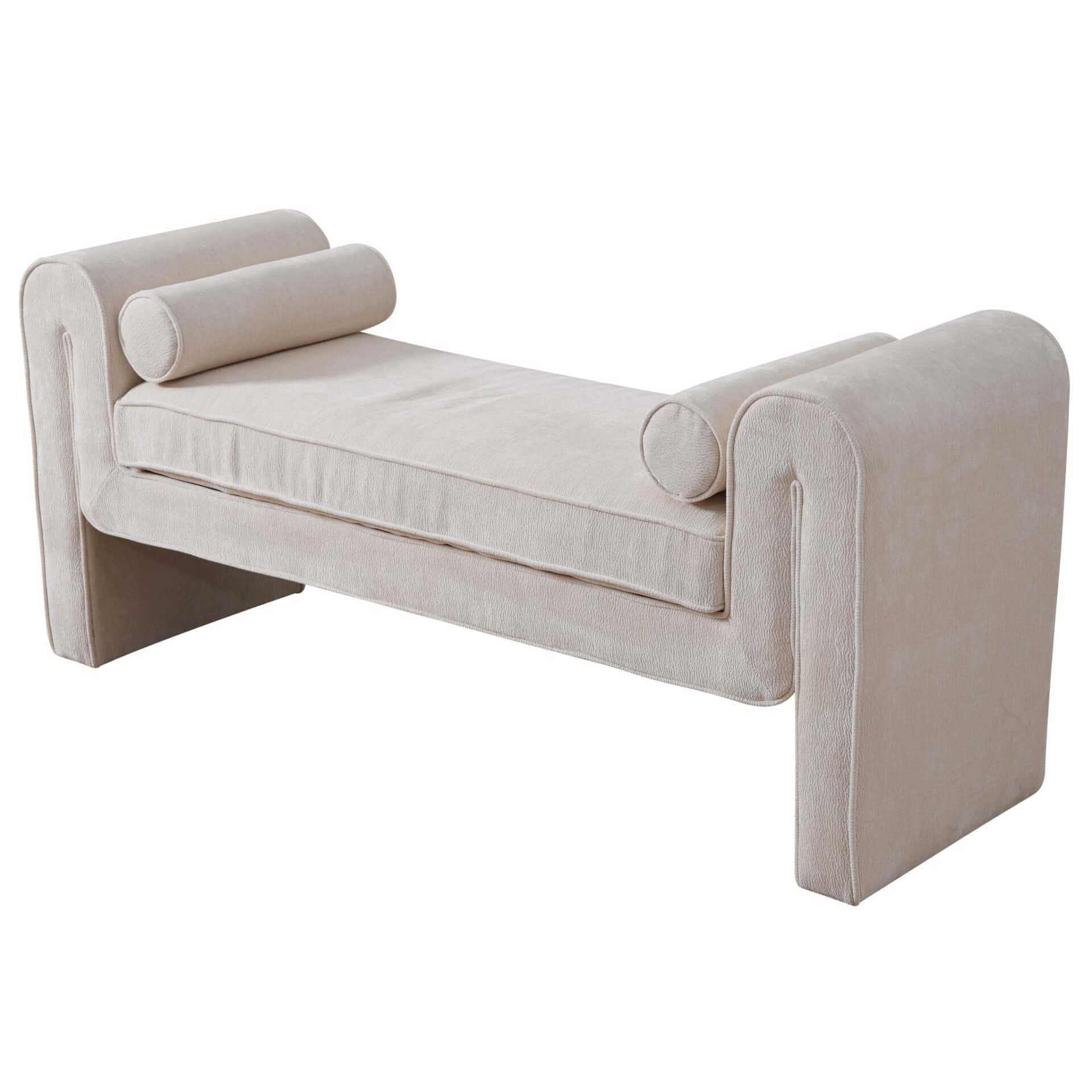 Cream Chenille 63 Inch Japandi Bench With Modern Elegance 1 Cream Chenille 63 Inch Japandi Bench With Modern Elegance