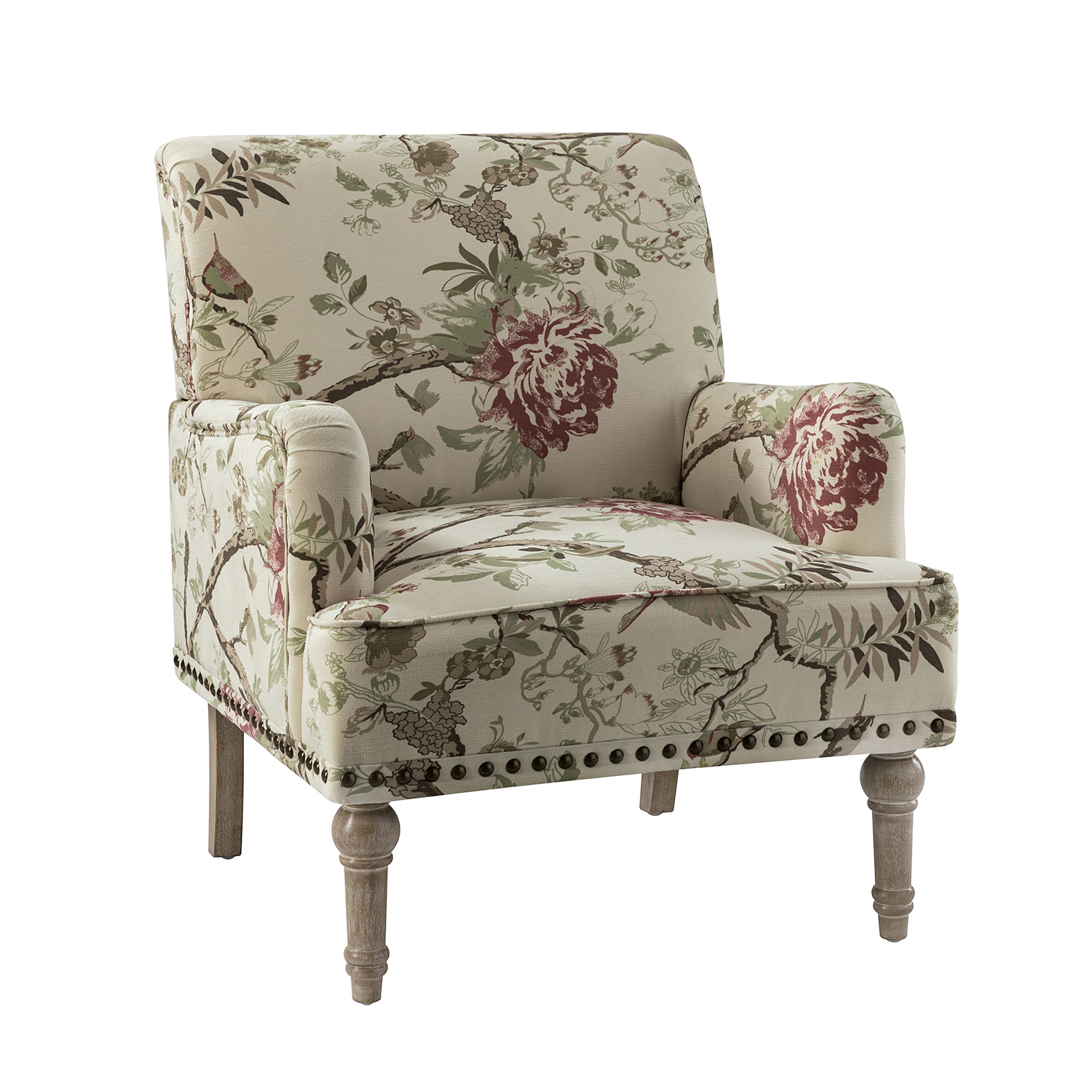 Reggio Floral Glam Nailhead Trim Armchair 2 Reggio Floral Glam Nailhead Trim Armchair - Image 2