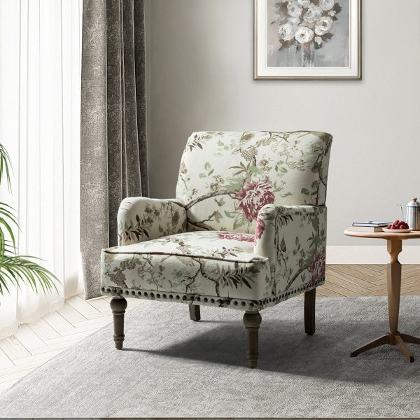 Reggio Floral Glam Nailhead Trim Armchair