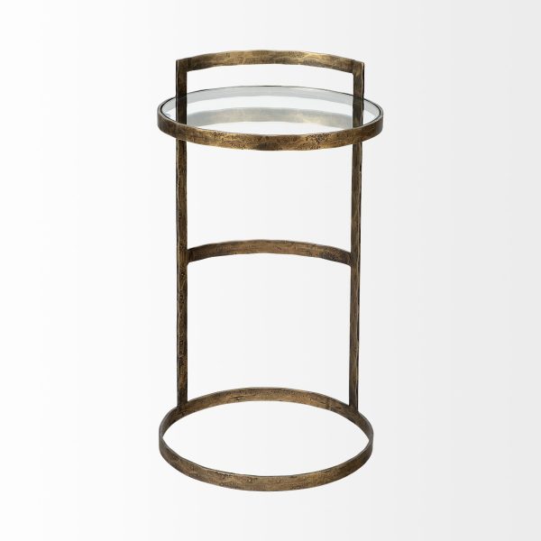 Reimer 15L x 15W Gold Round Glass Top WMetal Frame Accent Table 3