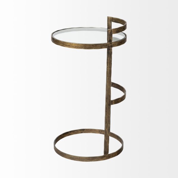 Reimer 15L x 15W Gold Round Glass Top WMetal Frame Accent Table 4