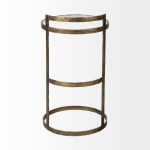 Reimer 15L x 15W Gold Round Glass Top W/Metal Frame Accent Table
