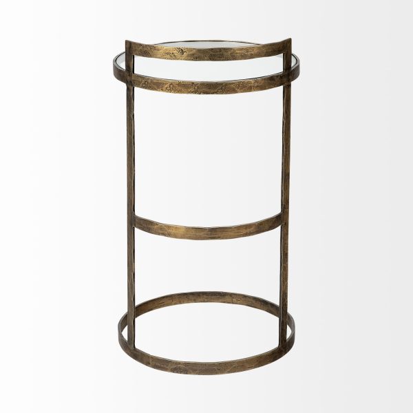 Reimer 15L x 15W Gold Round Glass Top WMetal Frame Accent Table 5