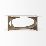 Reinhold 49" Round White Marble Top Gold Metal Base Coffee Table