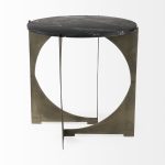 Reinhold II 21L x 21W x 21H Black Marble Top Iron Side Table