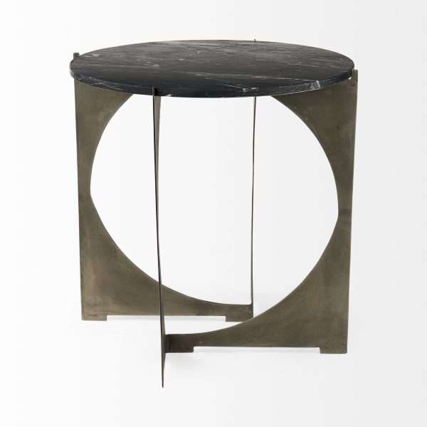 Reinhold II 21L x 21W x 21H Black Marble Top Iron Side Table 3