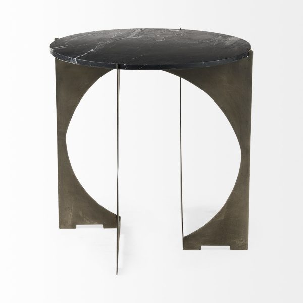 Reinhold II 21L x 21W x 21H Black Marble Top Iron Side Table 4