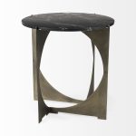 Reinhold II 21L x 21W x 21H Black Marble Top Iron Side Table