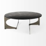 Reinhold III Black Marble Top Iron Coffee Table
