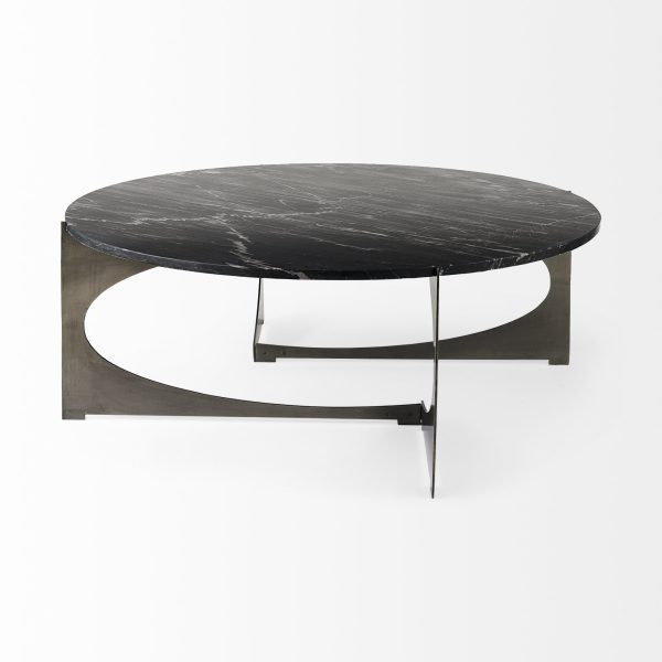 Reinhold III Black Marble Top Iron Coffee Table 3