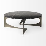 Reinhold III Black Marble Top Iron Coffee Table