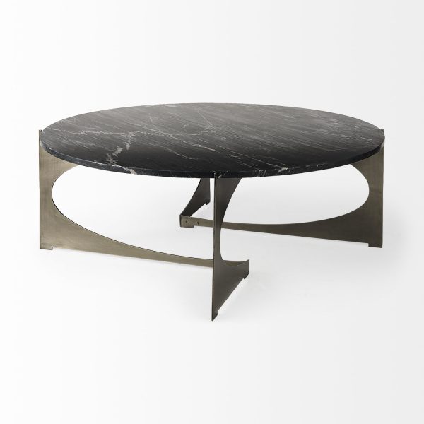 Reinhold III Black Marble Top Iron Coffee Table 4
