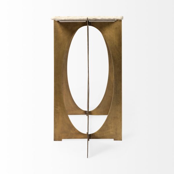 Reinhold IV 59L x 16W White Marble Top Gold Metal Base Console Table 4