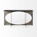 Reinhold IV Black Marble Top Iron Console Table
