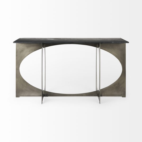 Reinhold IV Black Marble Top Iron Console Table 3