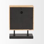 Renaya Light Brown Wood w/ Matte Black Metal Base Table Clock