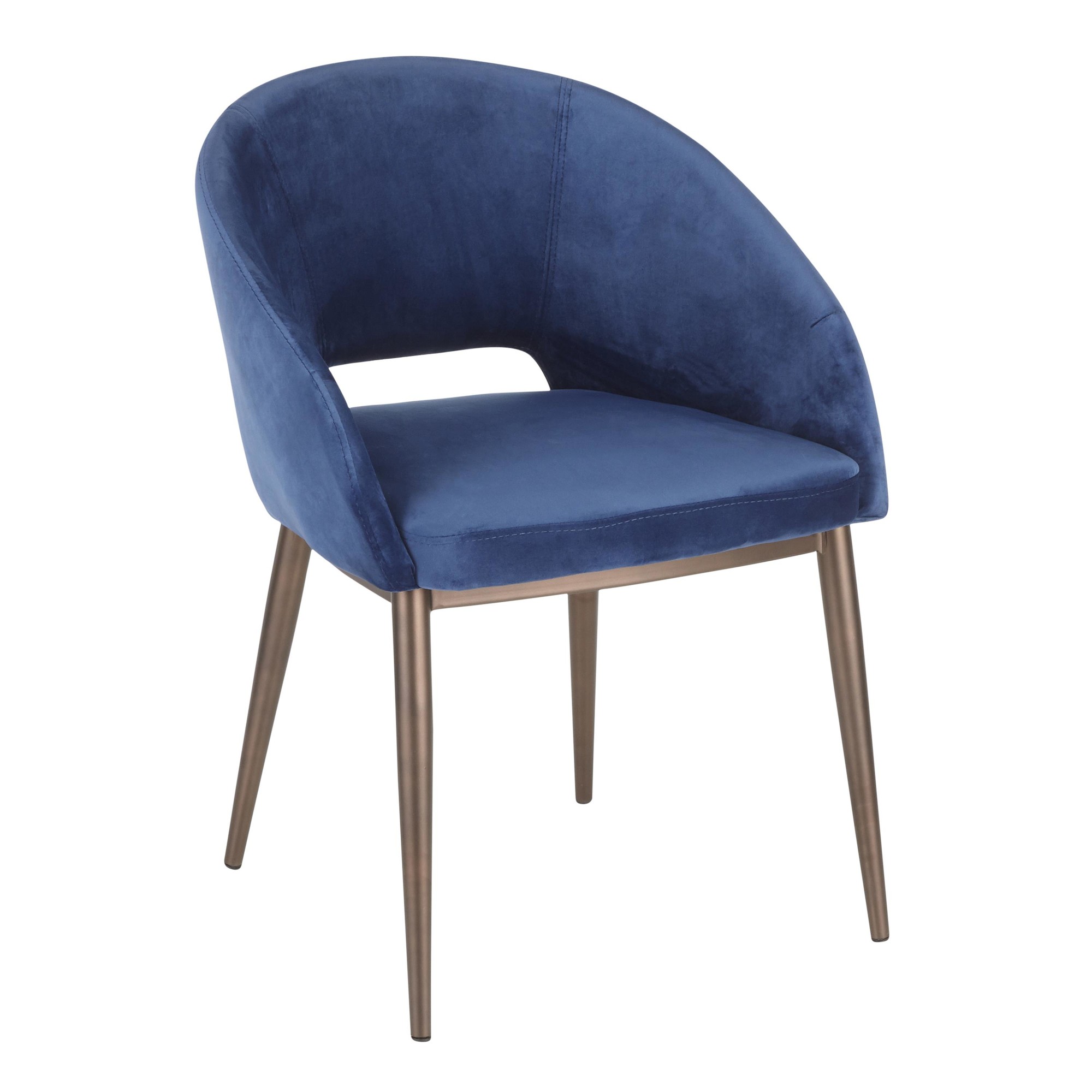 Renee Blue Velvet Copper Metal Contemporary Accent Chair 2 Renee Blue Velvet Copper Metal Contemporary Accent Chair - Image 2