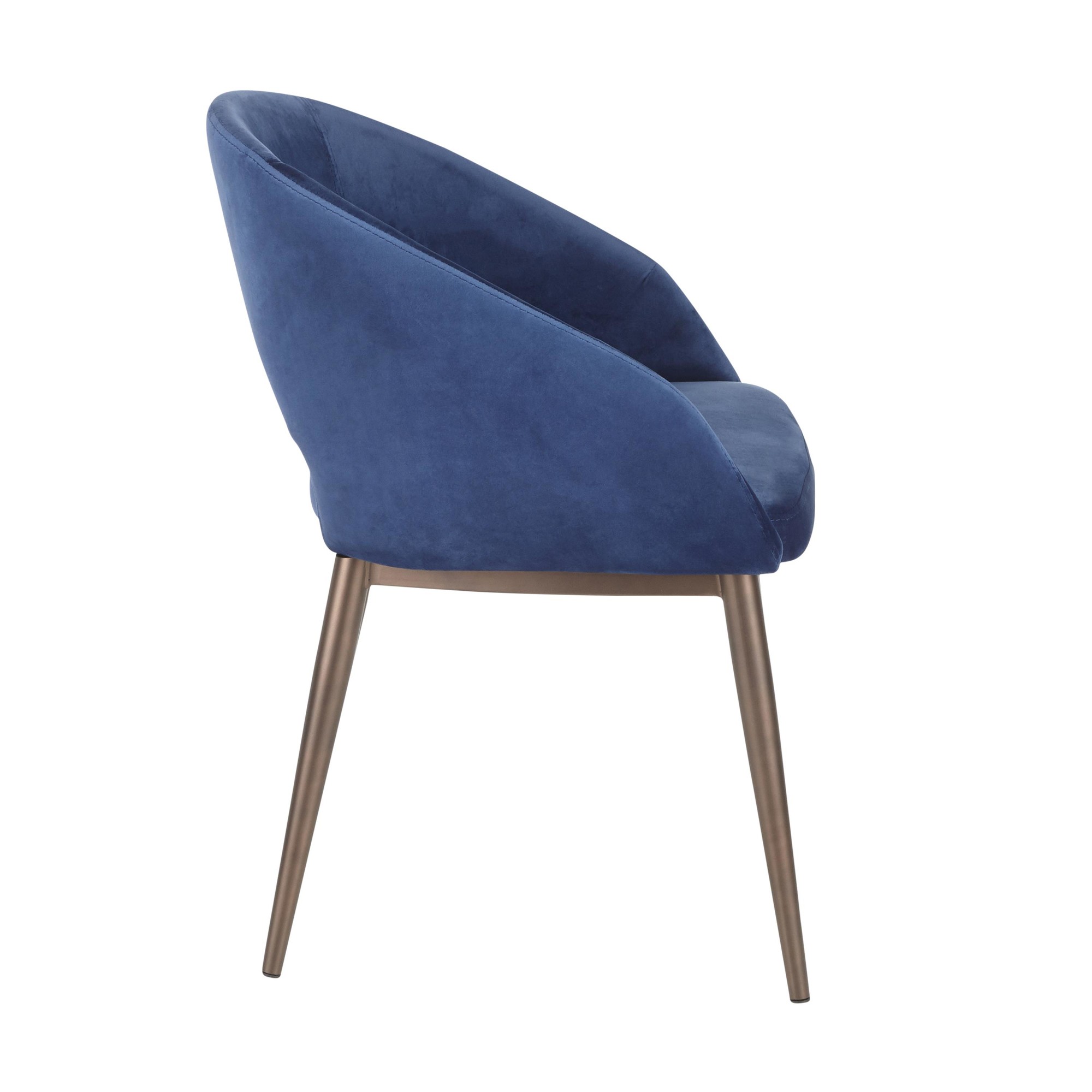Renee Blue Velvet Copper Metal Contemporary Accent Chair 3 Renee Blue Velvet Copper Metal Contemporary Accent Chair - Image 3