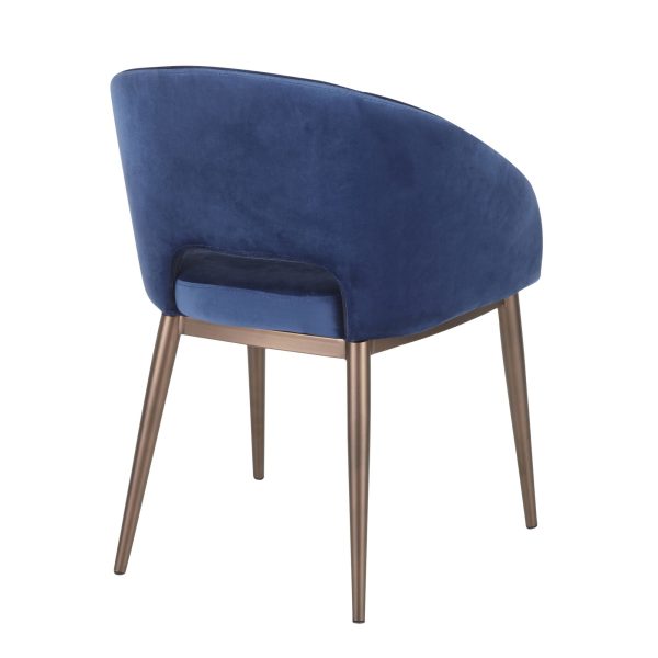 Renee Blue Velvet Copper Metal Contemporary Accent Chair 3