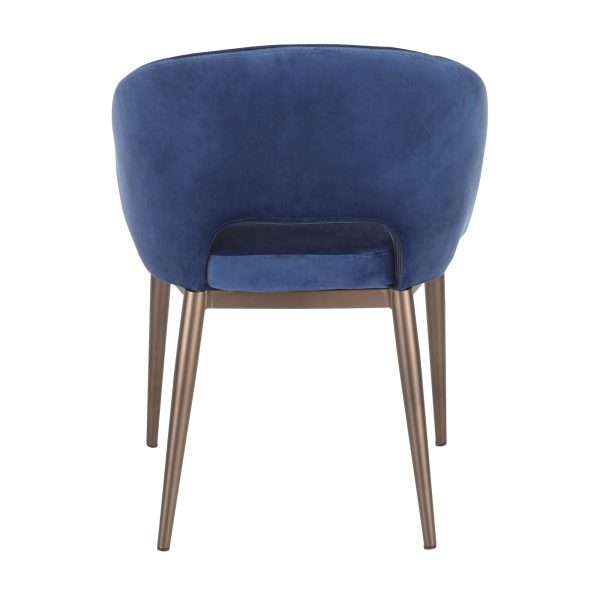 Renee Blue Velvet Copper Metal Contemporary Accent Chair 4