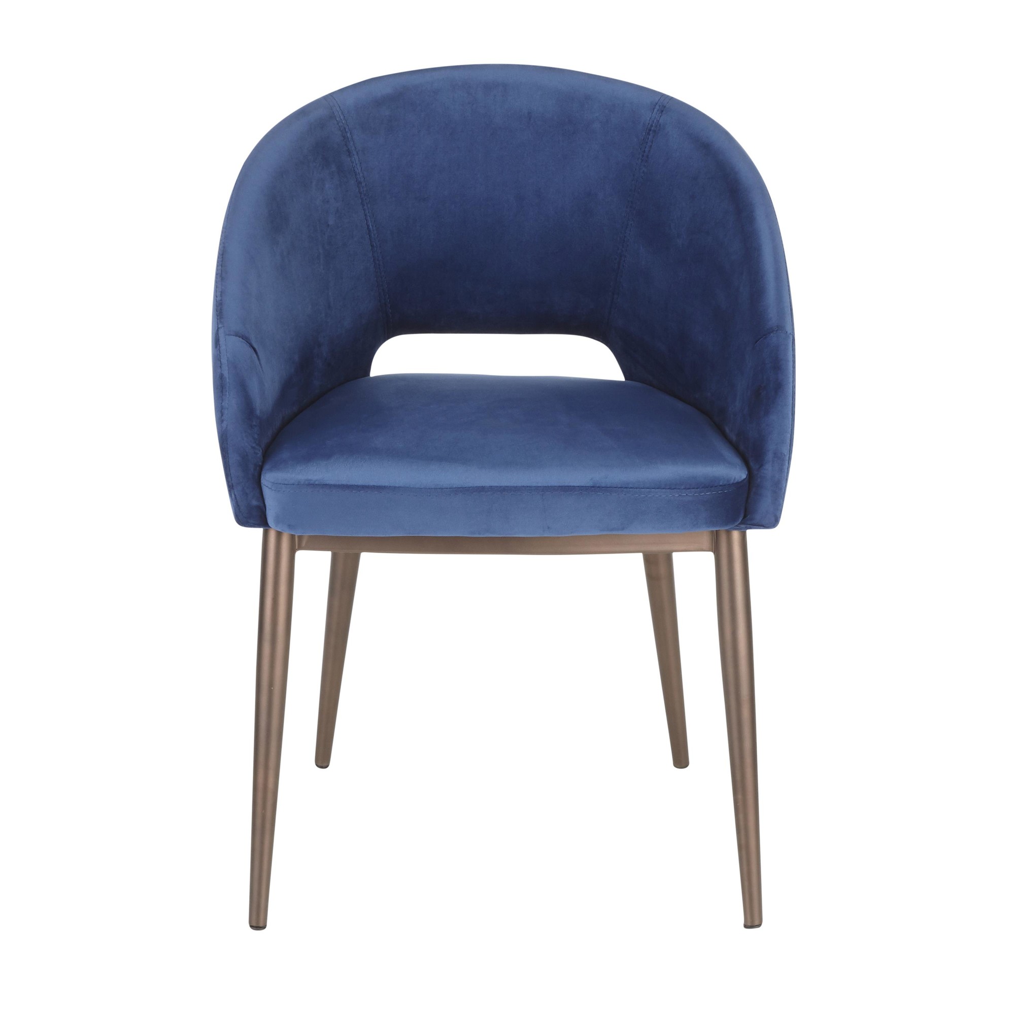 Renee Blue Velvet Copper Metal Contemporary Accent Chair 6 Renee Blue Velvet Copper Metal Contemporary Accent Chair - Image 6