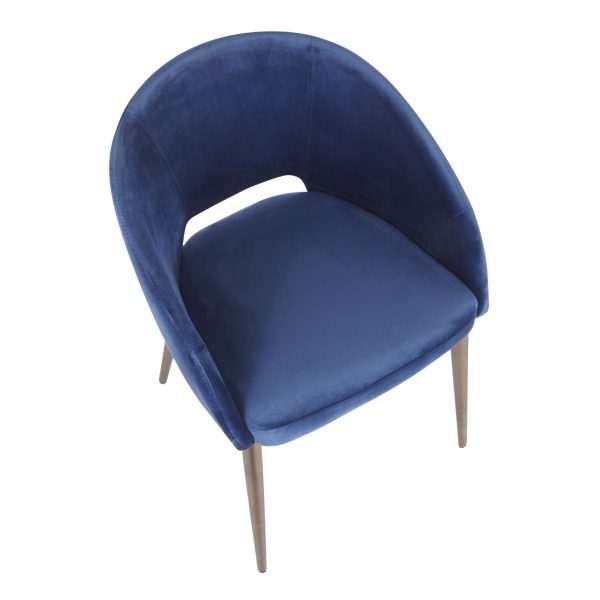 Renee Blue Velvet Copper Metal Contemporary Accent Chair 6