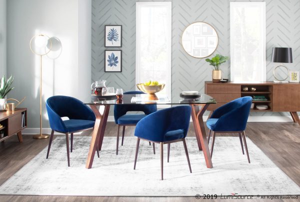 Renee Blue Velvet Copper Metal Contemporary Accent Chair