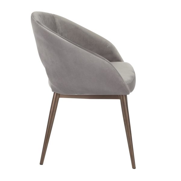 Renee Contemporary Silver Velvet Accent Chair Copper Metal Legs 1