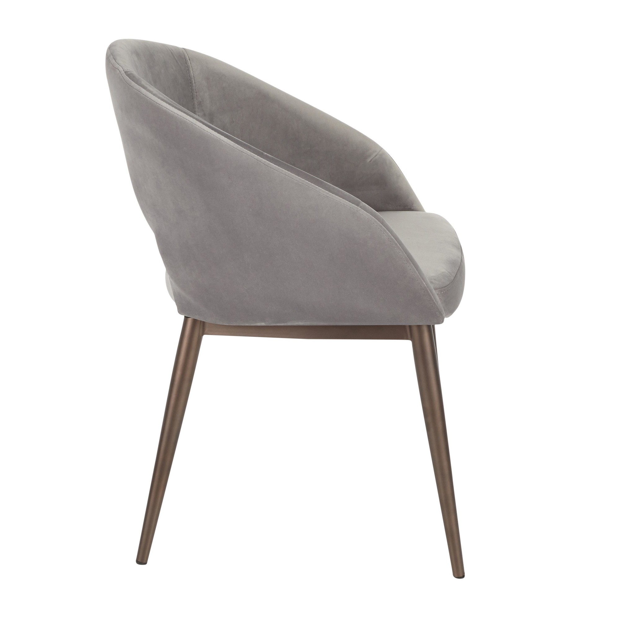 Renee Contemporary Silver Velvet Accent Chair Copper Metal Legs 2 Renee Contemporary Silver Velvet Accent Chair Copper Metal Legs - Image 2