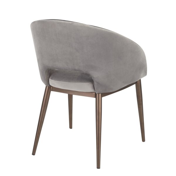 Renee Contemporary Silver Velvet Accent Chair Copper Metal Legs 2