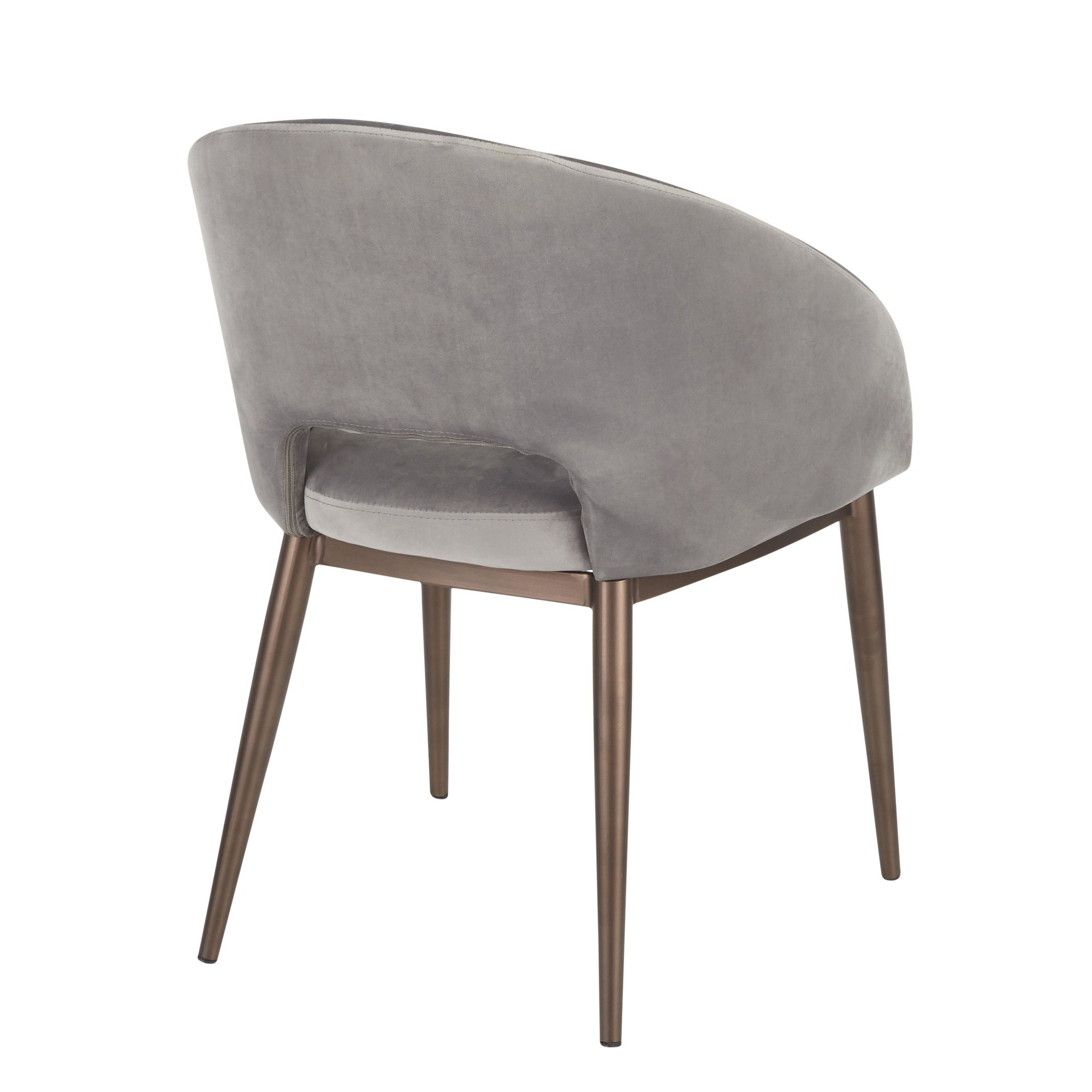 Renee Contemporary Silver Velvet Accent Chair Copper Metal Legs 3 Renee Contemporary Silver Velvet Accent Chair Copper Metal Legs - Image 3