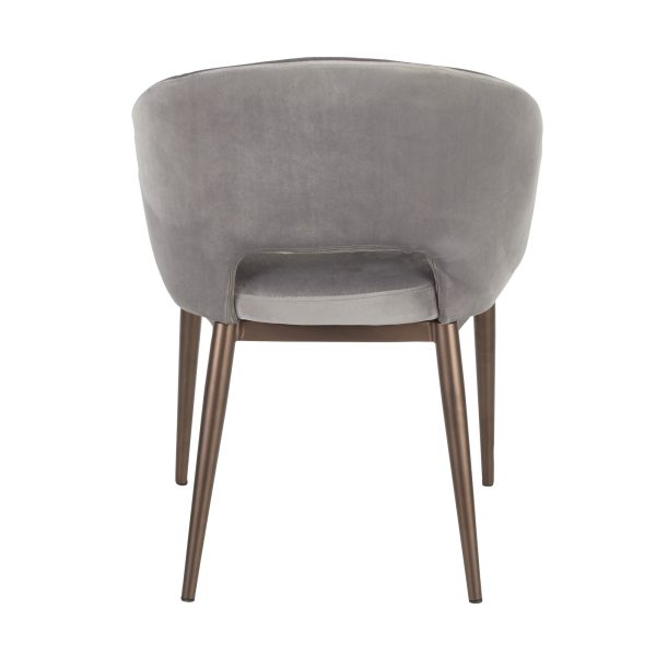 Renee Contemporary Silver Velvet Accent Chair Copper Metal Legs 3
