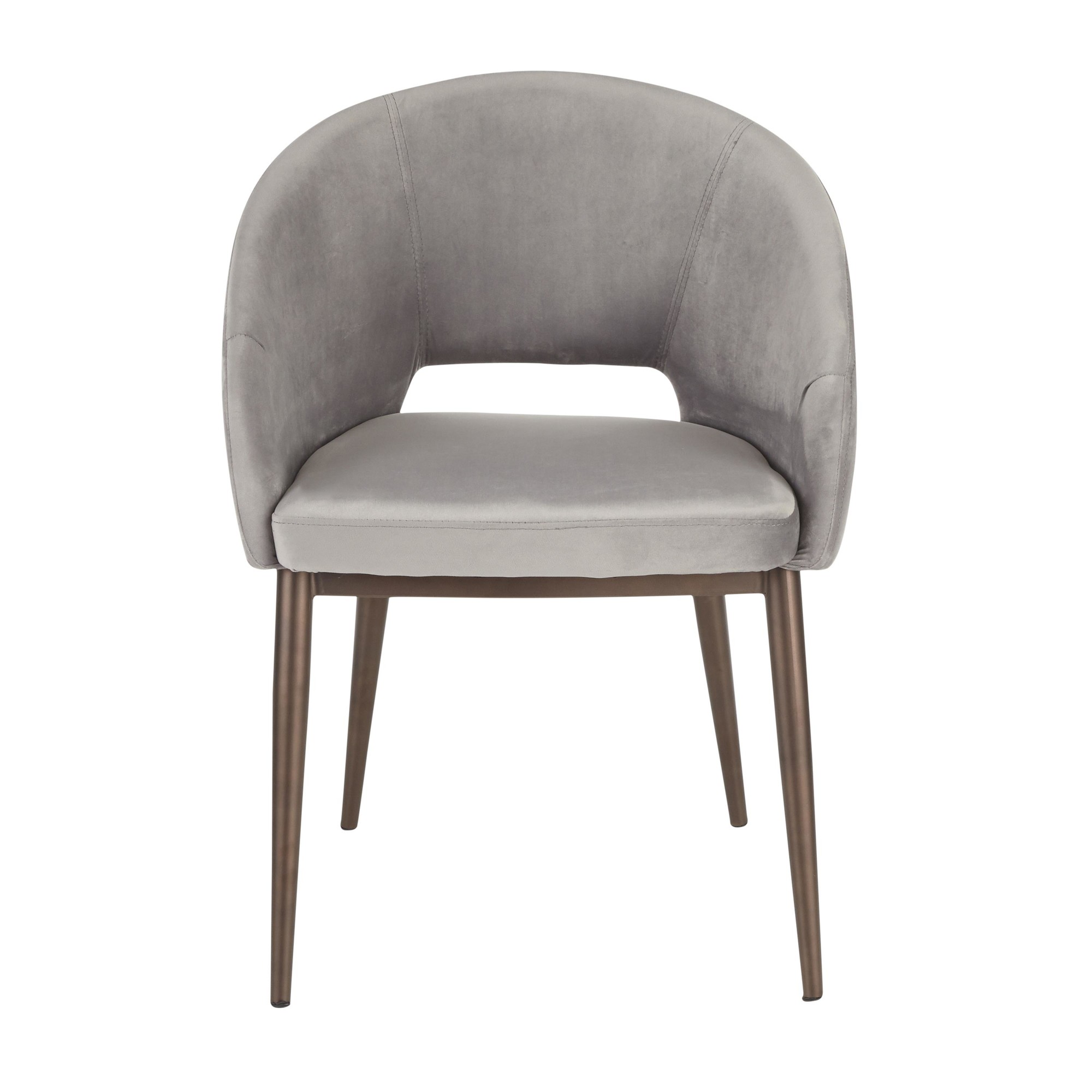 Renee Contemporary Silver Velvet Accent Chair Copper Metal Legs 5 Renee Contemporary Silver Velvet Accent Chair Copper Metal Legs - Image 5