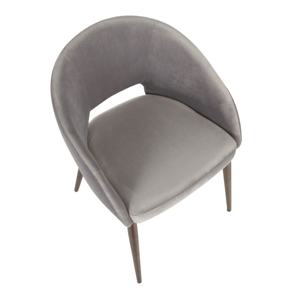 Renee Contemporary Silver Velvet Accent Chair Copper Metal Legs 5